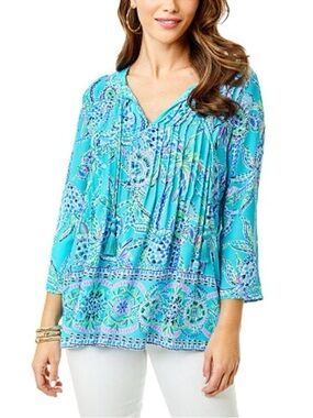 Lilly Pulitzer Blue Smocked Tunic